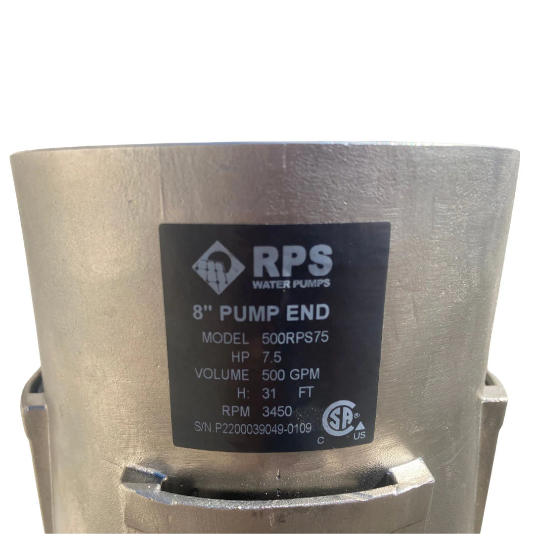 RPS 25HP 480V 500RPS250, Up to 200FT Head, 329 to 660GPM, Stainless Steel Submersible Pump End + Motor - Image 12